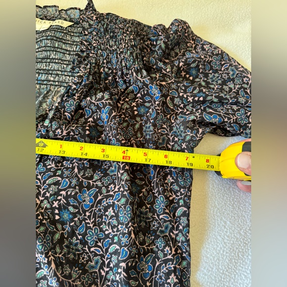 Veronica Beard Jaz Chiffon Floral Tie Split Neck Blouse Top, Size 4 - Picture 11 of 12